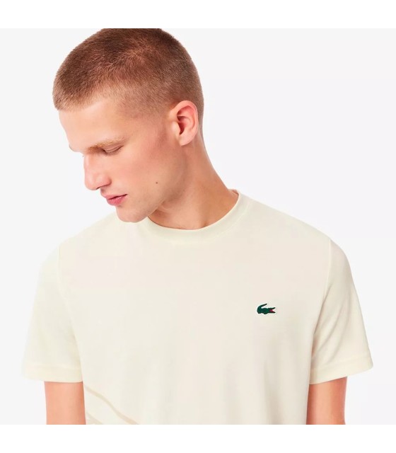 Camiseta Lacoste Ultra Dry Branca Ecru Impressa