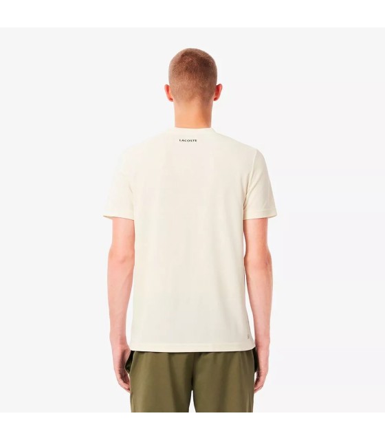 T-shirt Lacoste Ultra Dry Blanche Écru Imprimée