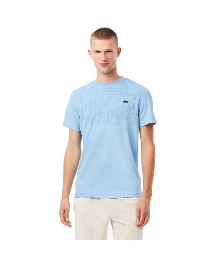 Maglietta Lacoste Tennis Novak Djokovic Ultra Dry Azzurro Chiaro Stampata