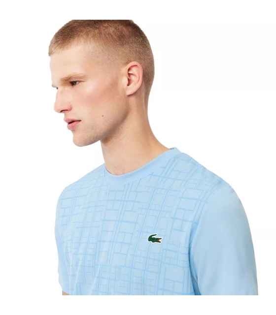 Camiseta Lacoste Tênis Novak Djokovic Ultra Dry Azul Claro Estampada