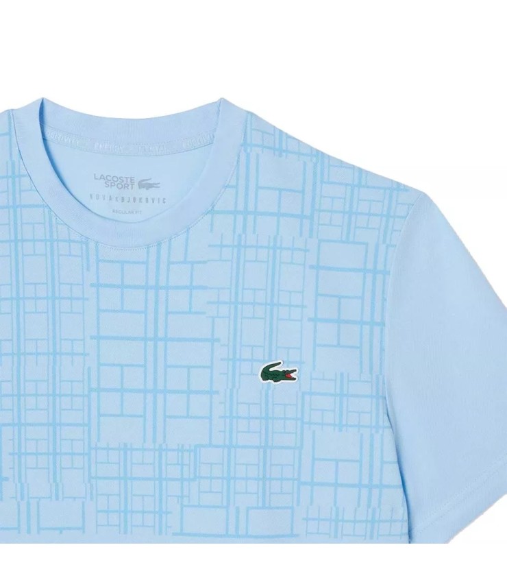 Maglietta Lacoste Tennis Novak Djokovic Ultra Dry Azzurro Chiaro Stampata