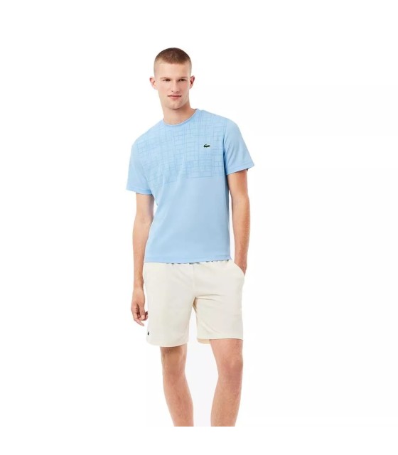 Maglietta Lacoste Tennis Novak Djokovic Ultra Dry Azzurro Chiaro Stampata