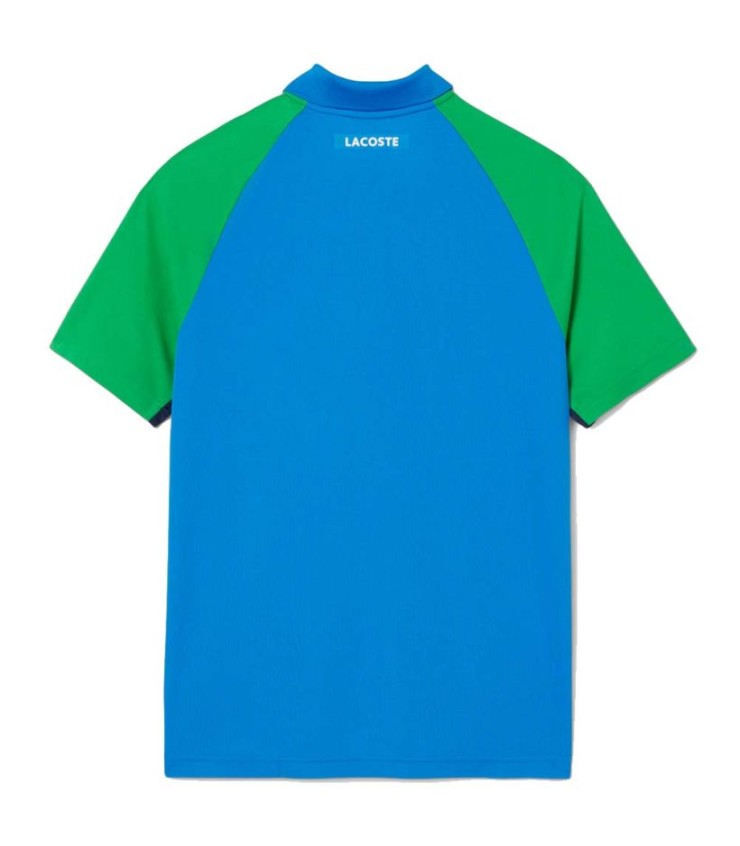 Polo Lacoste Tênis Color-bloco Ultra Seco Azul Azur / Verde 2
