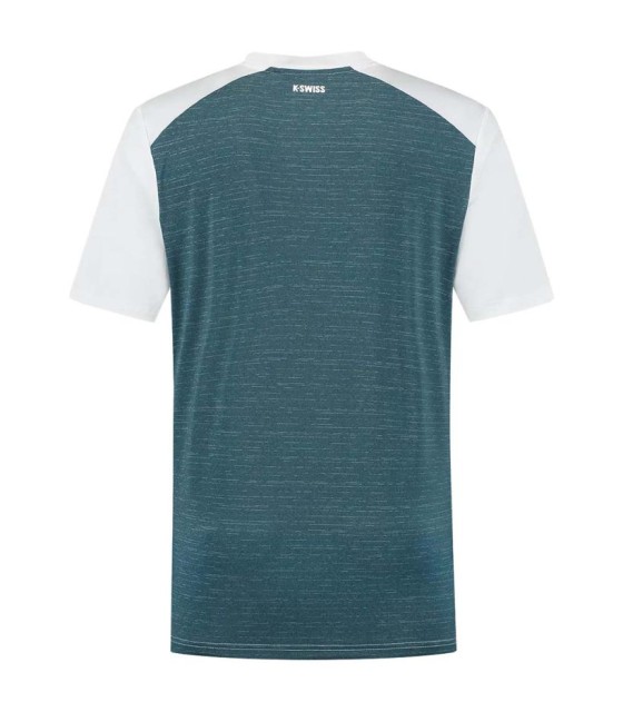 T-Shirt K-Swiss Hypercourt Mix Melange Crew Blanc / Bleu Pétrole 2