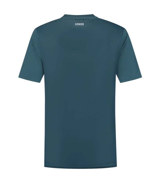 T-Shirt K-Swiss Hypercourt Print Crew Bleu Pétrole / Rose 2