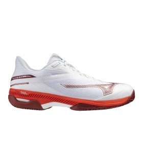 Le scarpe da ginnastica di Padel Mizuno Wave superano l'argilla del campo bianco rosso 1