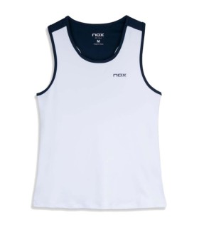 Nox time sem mangas t-shirt branco / azul marinho 1