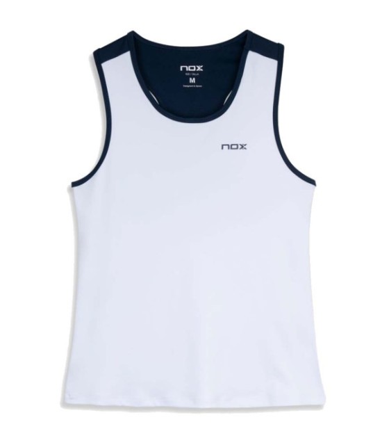 Nox time sem mangas t-shirt branco / azul marinho 1