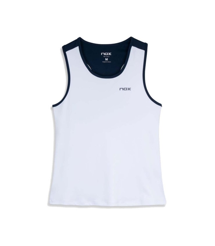 Nox time sem mangas t-shirt branco / azul marinho 1