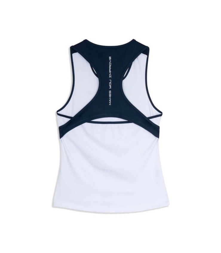 Nox time sem mangas t-shirt branco / azul marinho 2
