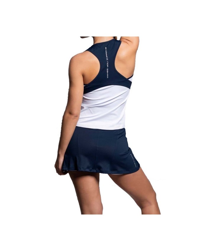 Nox time sem mangas t-shirt branco / azul marinho 5