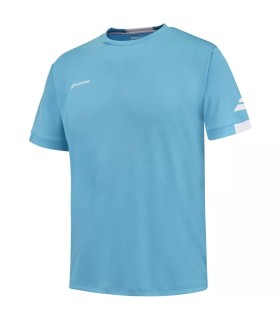 T-shirt Babolat Play à col rond bleu cyan | Ipontennis