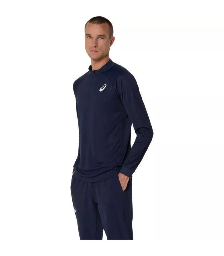 Camiseta de Manga Longa com Fecho Asics Match LS Azul Marinho