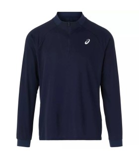 T-shirt à Manches Longues avec Fermeture Éclair Asics Match LS Bleu Marine