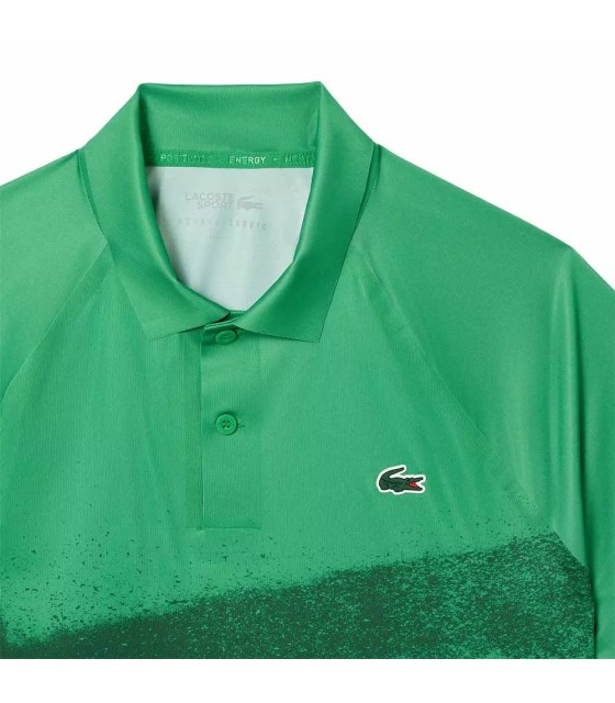 Grünes weißes Polo-Tennisshirt von Lacoste Novak Djokovic. | Ipontennis