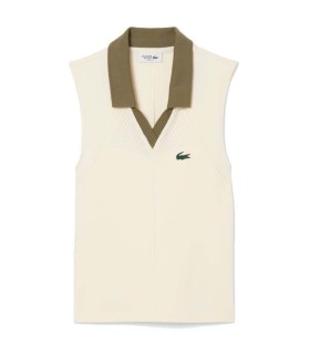 Polo Lacoste Femme sans manches beige 1