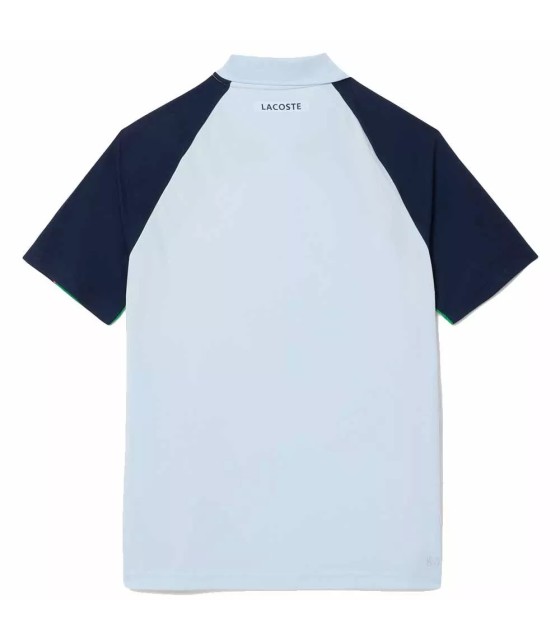 Polo Lacoste Quick-Dry Tennis Shirt Blue Green with Color Blocks | IPONTENNIS