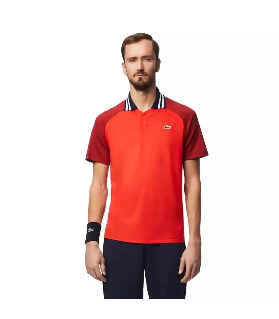 Polo vermelho bordô de Lacoste Tennis x Daniil Medvedev. | Ipontennis