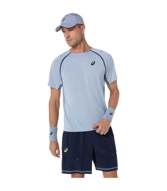 T-shirt Asics combinam MC azul cinza 1
