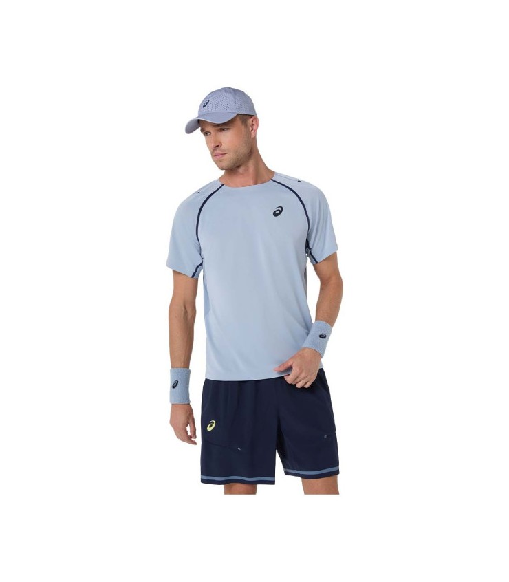 T-shirt Asics combinam MC azul cinza 1