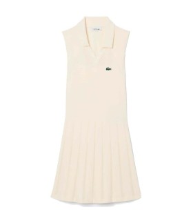 Dress Lacoste Tennis Stretch Beige Woman 1