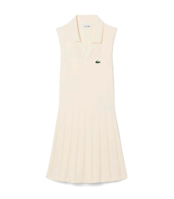 Dress Lacoste Tennis Stretch Beige Woman 1