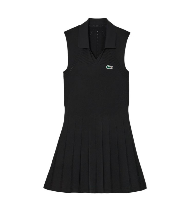 Robe Lacoste Femme noire de tennis élastique 1