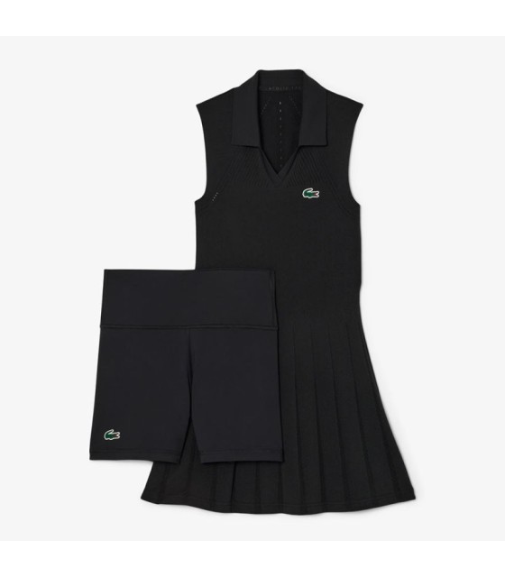 Robe Lacoste Femme noire de tennis élastique 3