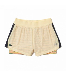 Short Lacoste Performance Roland Garros Femme Jaune 1