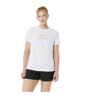 T-shirt Asics Court Graphic Femme Blanc / Orange 1