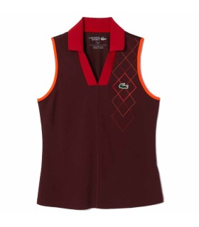 Polo Lacoste Femme sans manche bordeaux 1