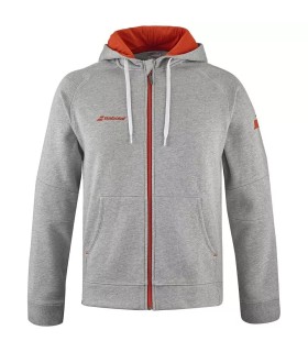 Babolat Exercise Heather Grey / Orange Zip Hoodie | Ipontennis