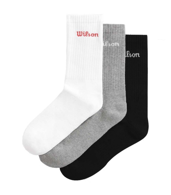 Meias Wilson Crew Logo Pack de 3 Branco / Cinza / Preto 1