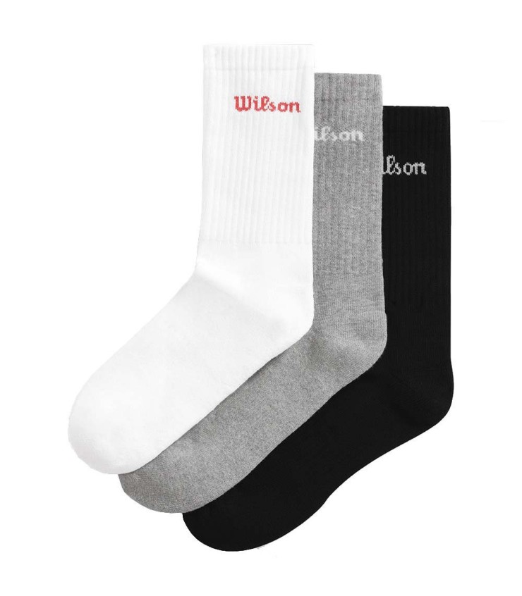 Chaussettes Wilson Crew Logo Pack de 3 Blanc / Gris / Noir 1