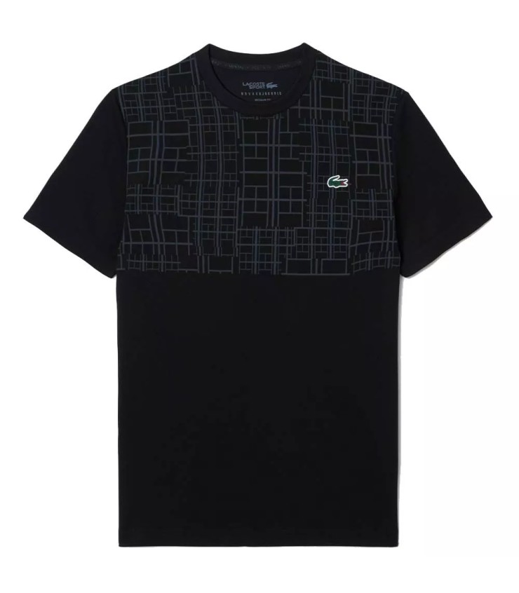 T-shirt Lacoste Tennis Novak Djokovic Ultra Dry Black Stamp 1