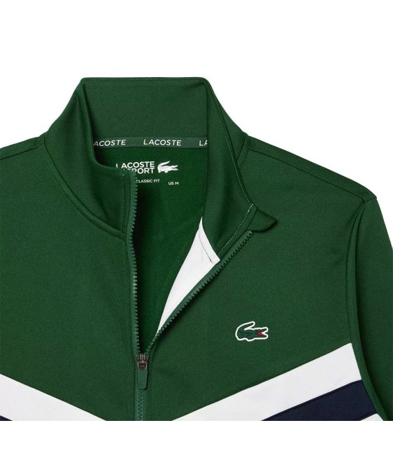 Giacca da Tennis con Cerniera Verde Bianca di Lacoste | Ipontennis