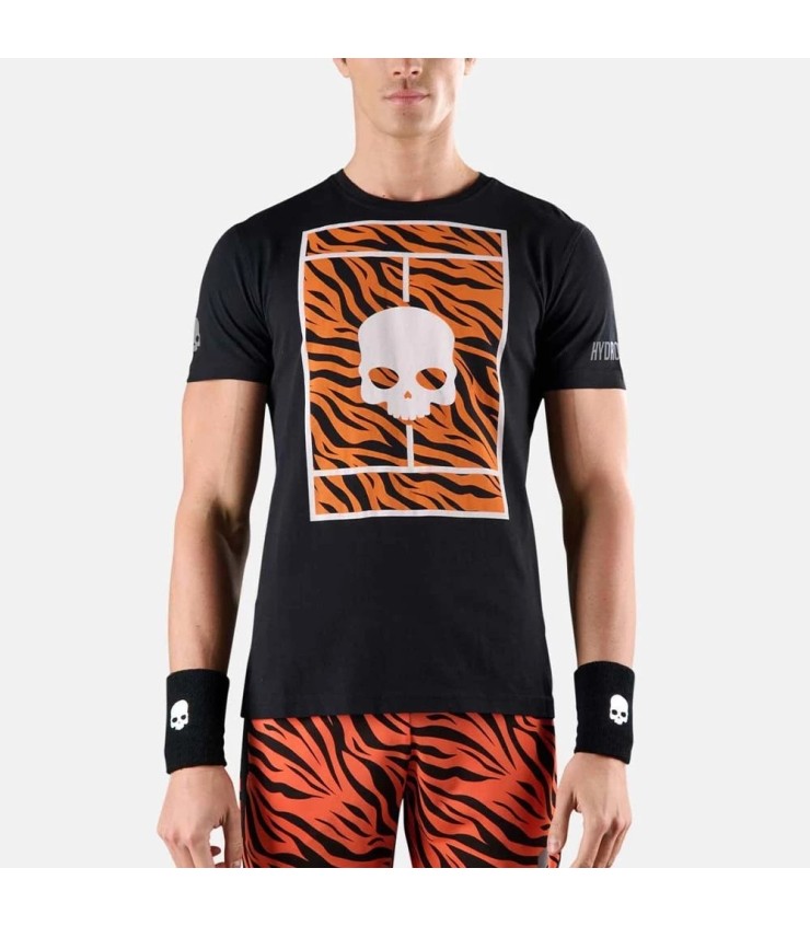 T-shirt de hidrogênio quadra de tênis preto / laranja 1