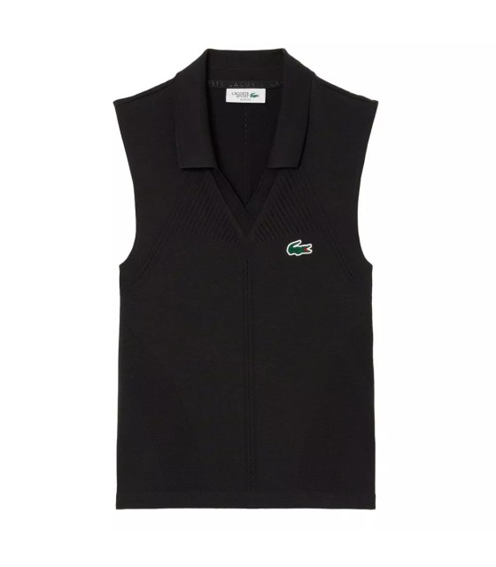 Polo sin mangas negro para mujer de Lacoste 1