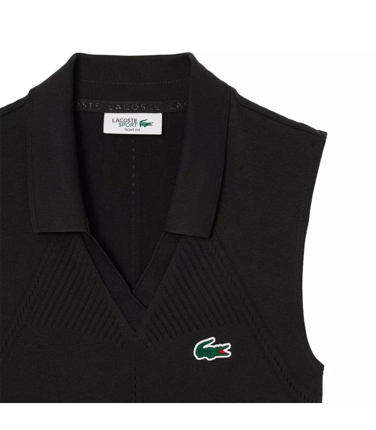 Schwarzes ärmelloses Polohemd für Damen Lacoste