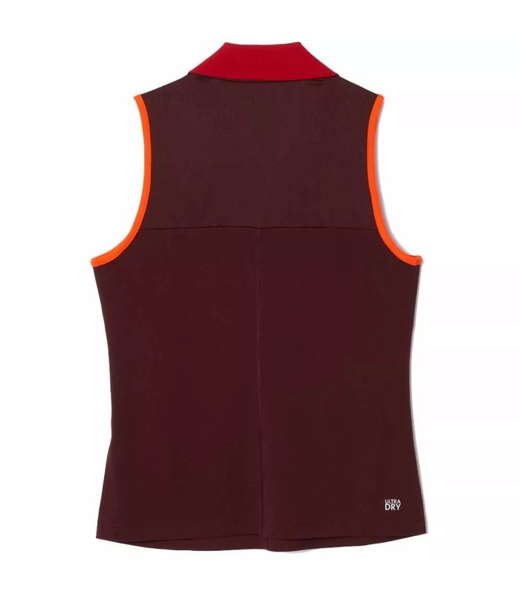 Lacoste Polo senza maniche da donna color bordeaux | Ipontennis
