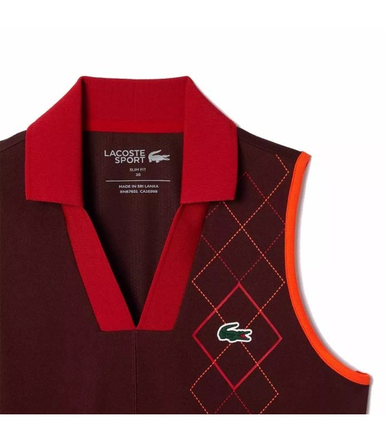Lacoste Polo senza maniche da donna color bordeaux | Ipontennis