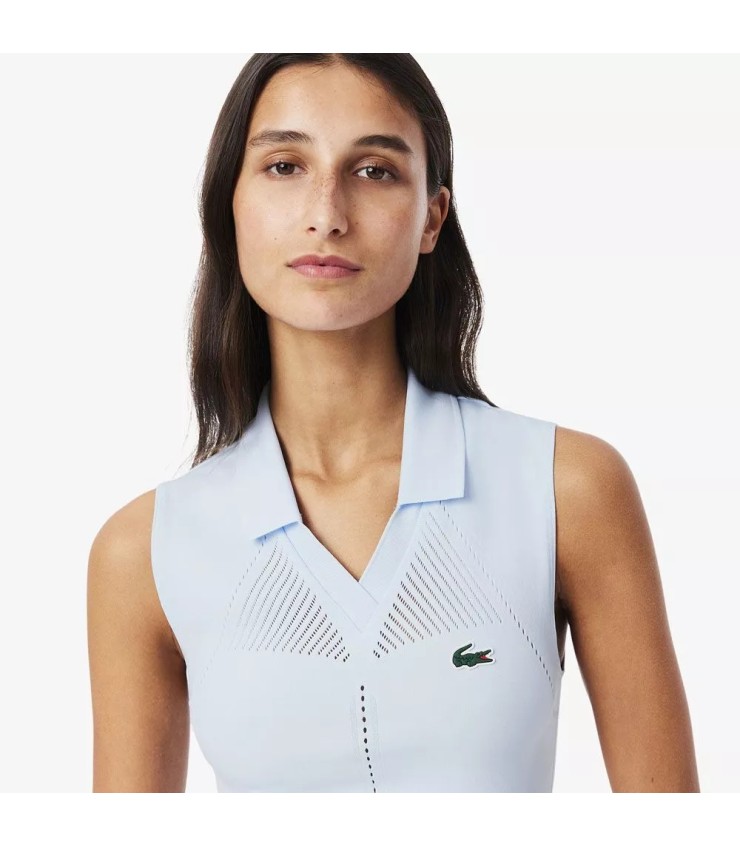 Polo sin mangas azul para mujer de Lacoste 5