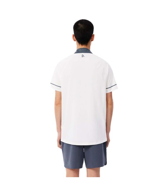 Polo Lacoste Tênis Novak Djokovic em Branco / Cinza Track 3