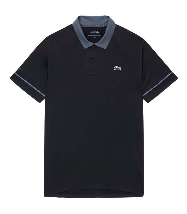 Polo Lacoste Tênis Novak Djokovic na trilha preta / cinza 1