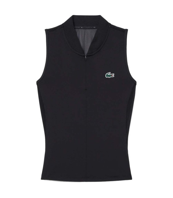 Polo Lacoste Tennis Woman senza manica nera 1