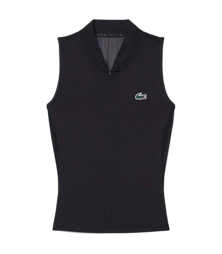 Polo Lacoste Tennis Frau ärmellos schwarz 1