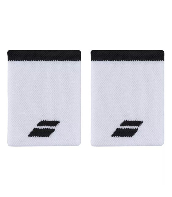 Munhequeiras Babolat Jumbo Logo Brancas Pretas x 2