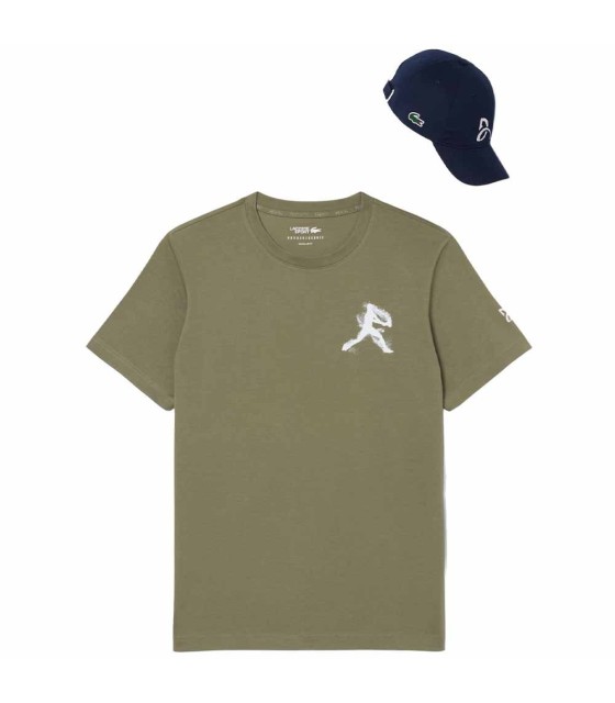 Pack t-shirt + cap Lacoste Tennis X Novak Djokovic Kaki SRC-64685