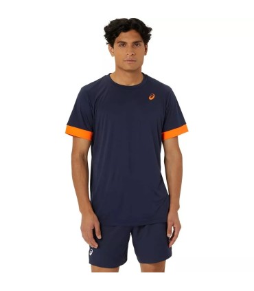 T-shirt Asics Court Bleu Marine Orange | Ipontennis