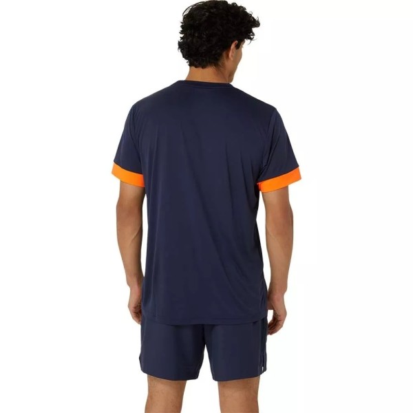 Asics Court T-Shirt Navy Blue / Orange2